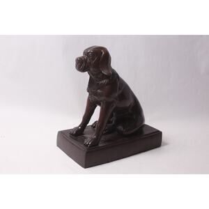 Vintage Bronze Statue Rare Labrador Brown Dog Statue 12" Decorative Pet Figure